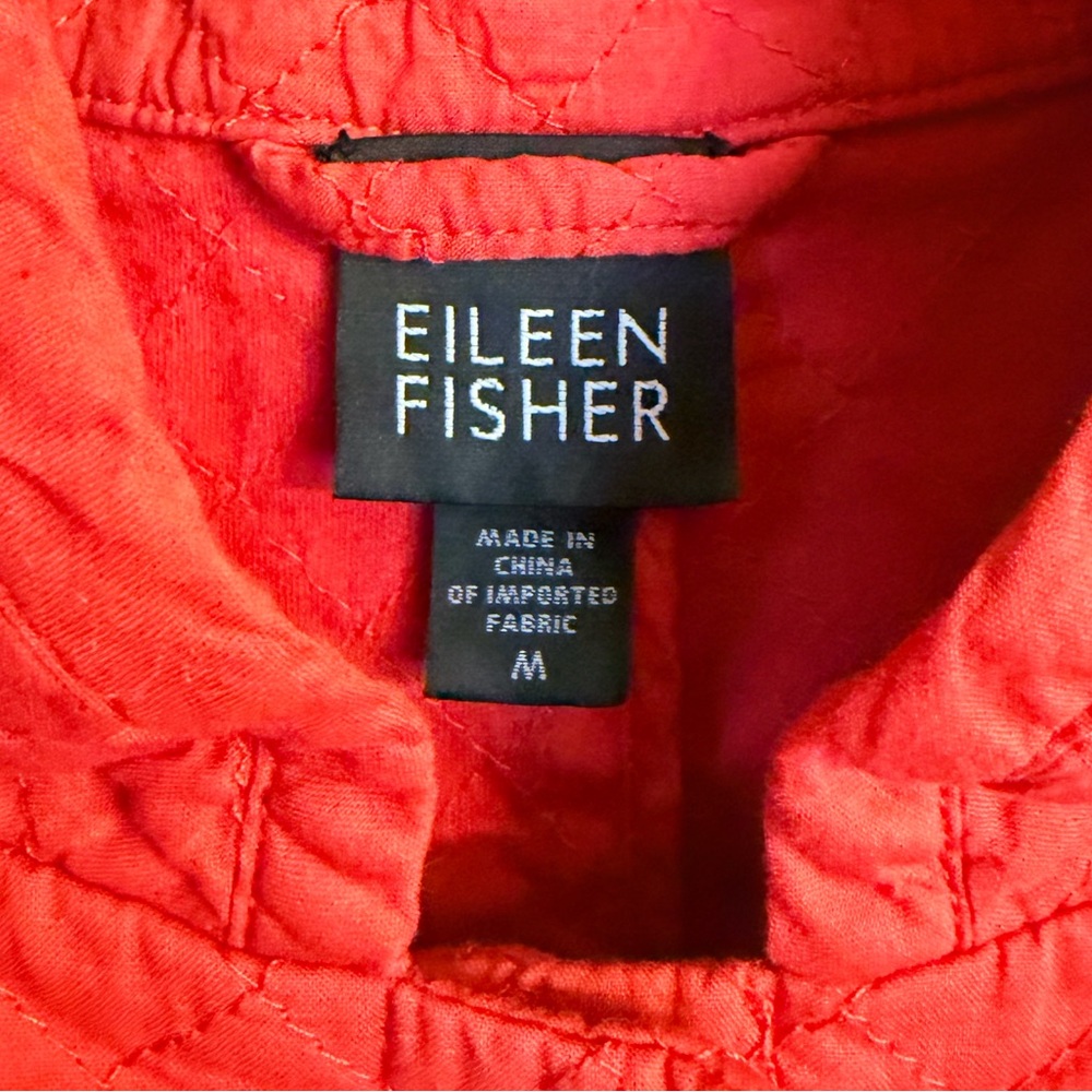 Eileen Fisher Burnt Orange Organic Cotton Quilted Jacket Size M - Picture 10 of 11